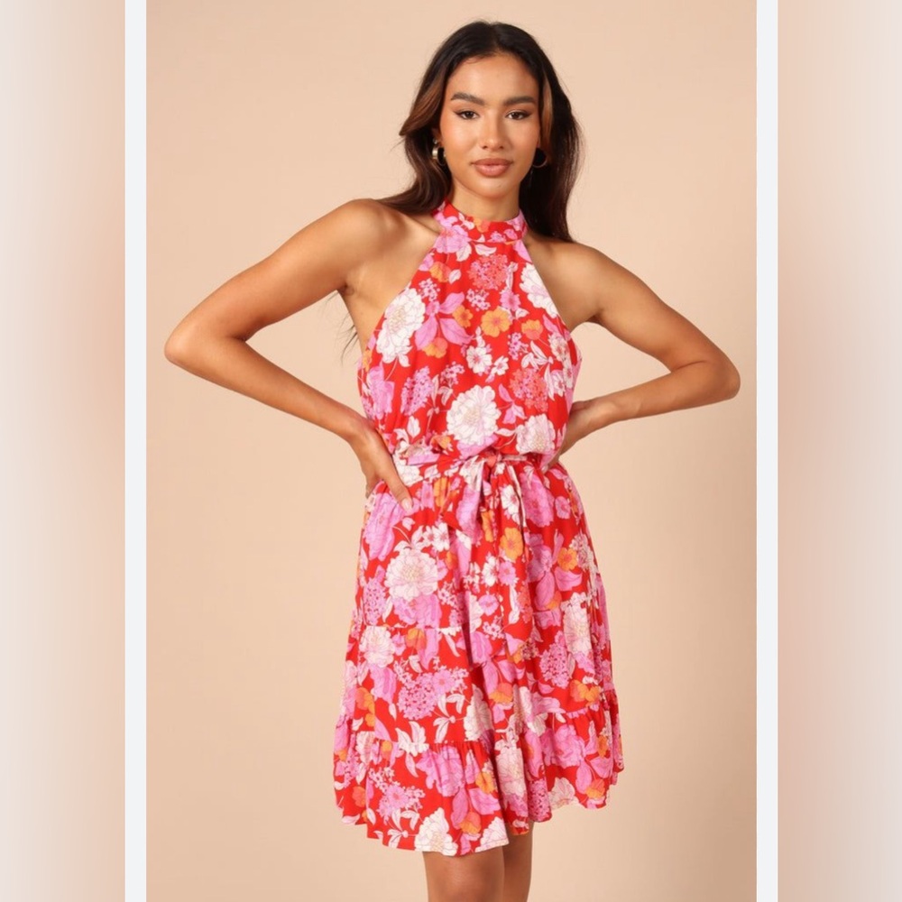 Petal & Pup NWT Mini Dress Pink Red Floral size Large